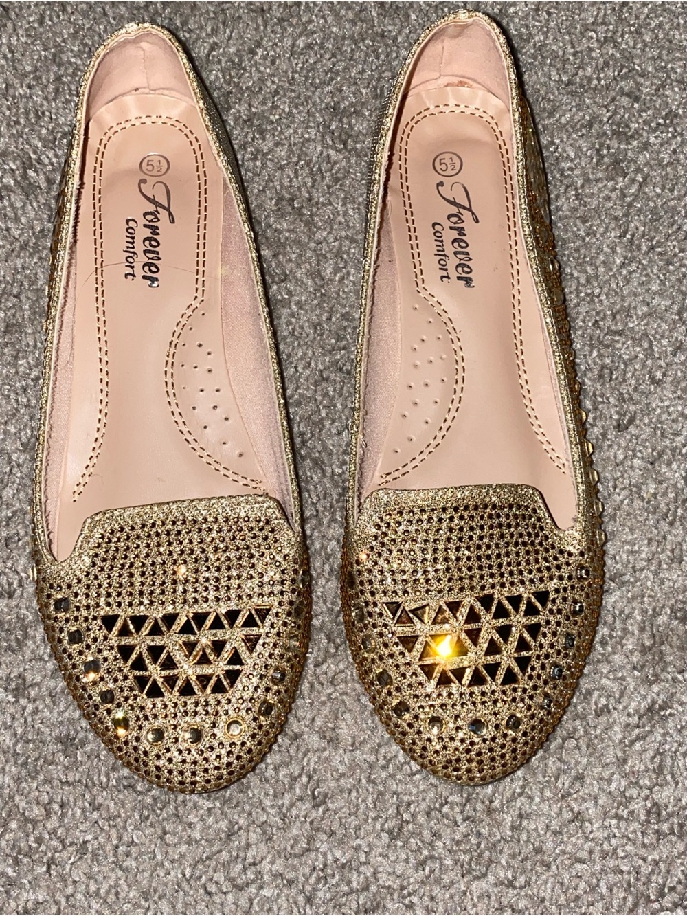 Forever Comfort Gold Sparkle Loafers